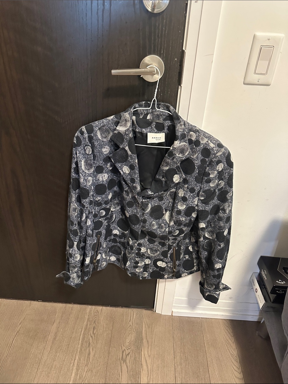 Akris Black & Gray Patterned Women's Blazer